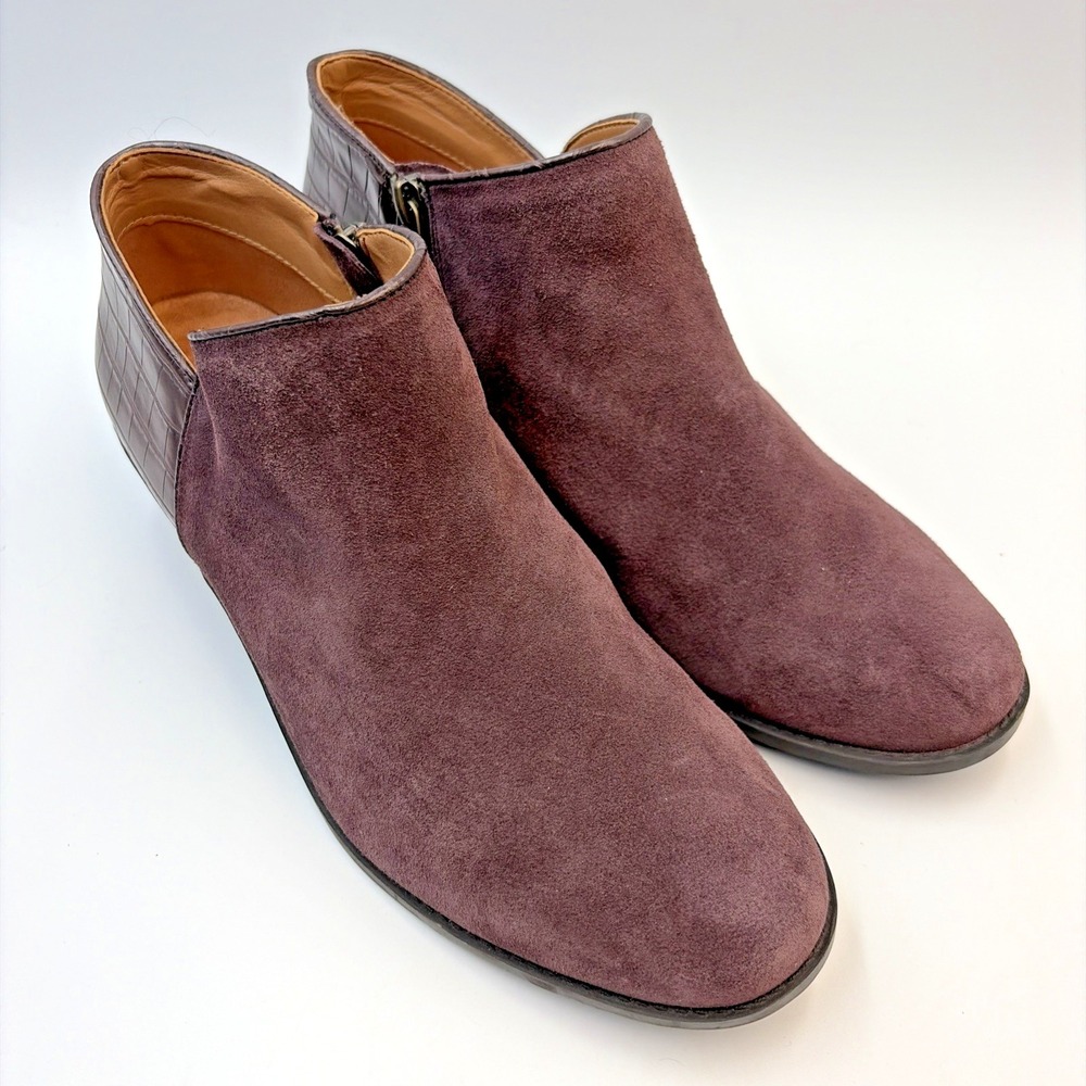 Vionic Marissa Ankle Boots Women's 10‎ Chocolate Suede Croc Booties Block Heel - Picture 9 of 14